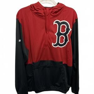 Stitches Boston Red Sox Dugout Windbreaker Pullover Hoodie Jacket Large